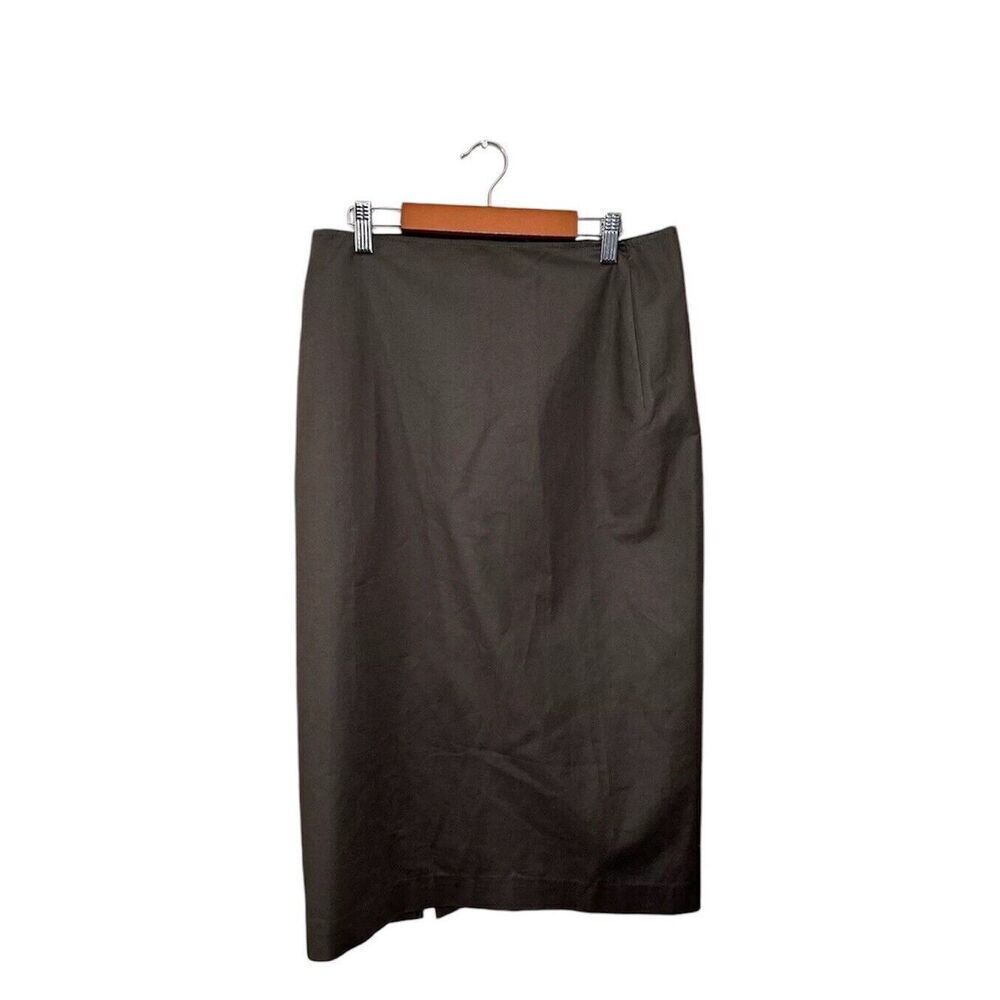 Lafayette 148 New York Pencil Skirt Women Sz 6 Brown Cotton Stretch Split Career